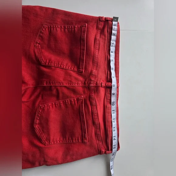 PISTOLA Red High Rise Crop Skinny Jeans Raw Hem Stretch Denim 31 Statement - Picture 8 of 10